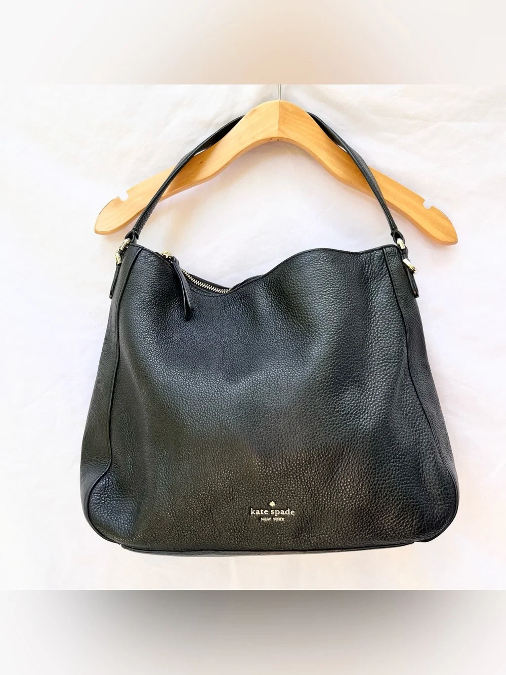 KATE SPADE | BLACK PEBBLED TEXTURED COW LEATHER HOBO SHOULDER BAG PURSE